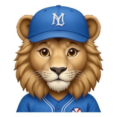 lion with blue baseball jersey and hat sticker
