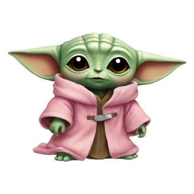 Baby yoda wearing pink sticker