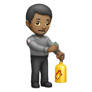 Mano usando un extintor sticker