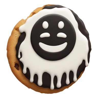 Frosting Half black and half white circle  cookke sticker