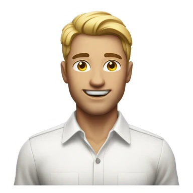 confident man in white shirt, White skin, running  sticker