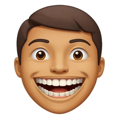 Smiling with teeth out and the teeth cover mouth and is sharp like triangles sticker