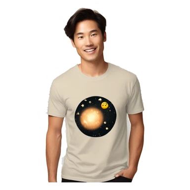 Person wearing vintage sepia T shirt with nebulas galaxies and constellations star map celestial illustration t shirt sticker
