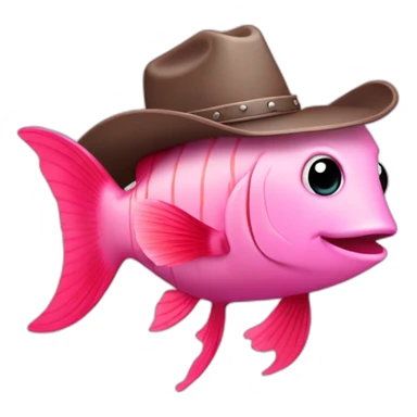cute pink fish with a cowboy hat sticker