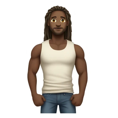 fair skinned black man with long dreads and tank top standing sticker