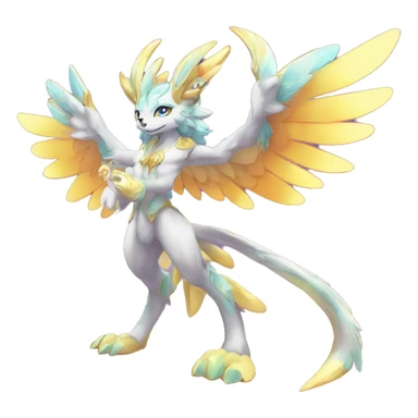 Anthro Sona Colorful Godly Celestial Shiny Fakemon Fantasy Creature Full Body sticker