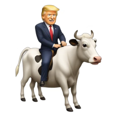 Trump riding a cow sticker
