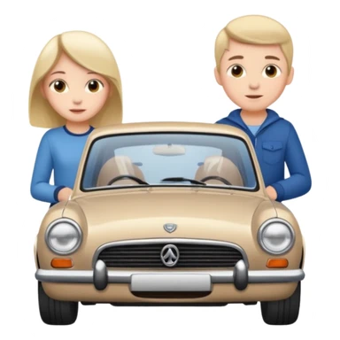 car and girl and boy sticker