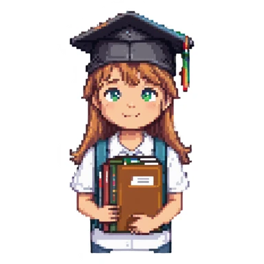student in a master's cap with a folder in his hands sticker