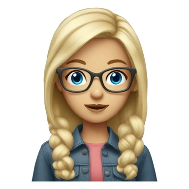 blond girl with grey-blue eyes and cute glasses  sticker