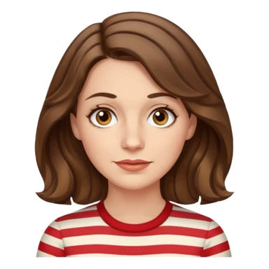 fair-skinned caucasian woman, 40s, chin-length wavy/unruly brown-ish hair with some white stripes, hazel eyes sticker