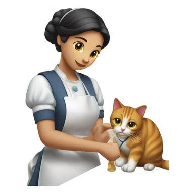 kitchen maid cleaning the cat sticker