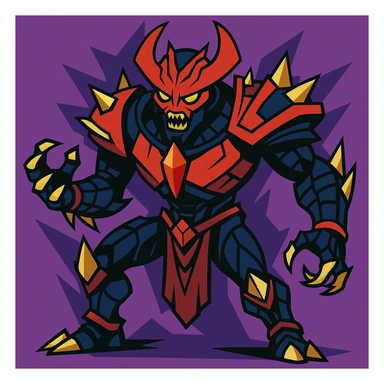 Rhulk from Destiny, menacing pose, detailed armor, stylized illustration sticker