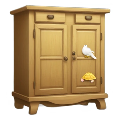 Tortue sur armoire qui mange du poulet sticker