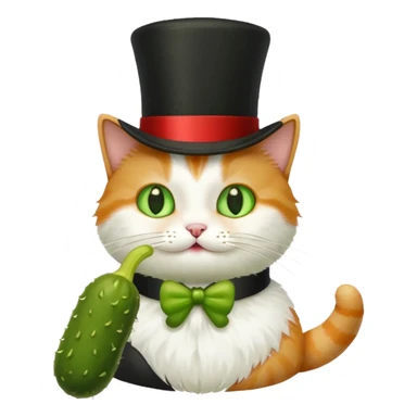 cat with a top hat eating a pickle  sticker