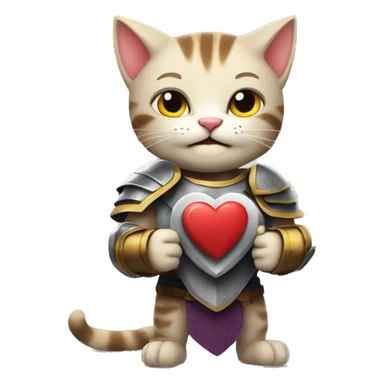 Cat gladiator holding a heart happy sticker