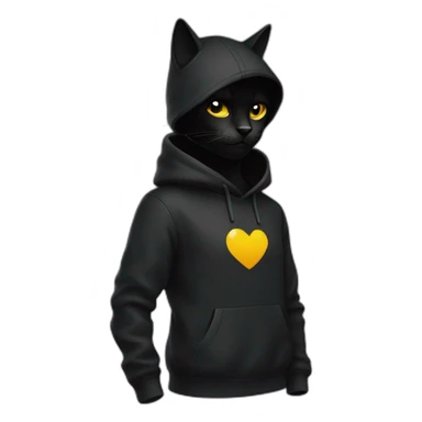 Chat noir avec un sweat sticker