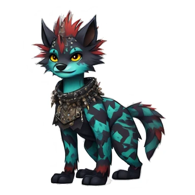 cool edgy animal fursona creature by griffsnuff & LiLaiRa & Falvie with badass colors and patterns and a spiked collar full body sticker