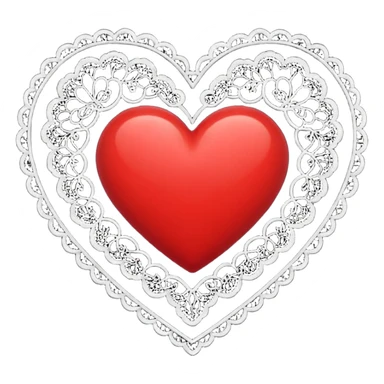 red and black heart with white lace sticker