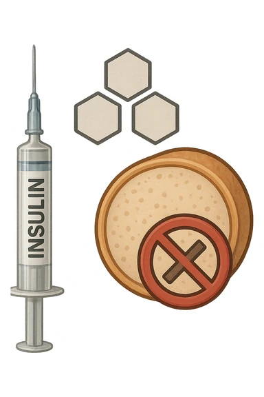 realistic and clear icon of insulin resistance, no background, 2:3 aspect ratio, symbol with insulin, glucose, and a cell with a block or resistance sign sticker