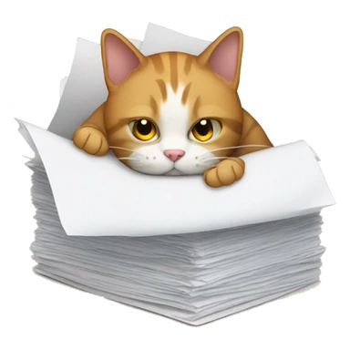 cat buried in paperwork sticker