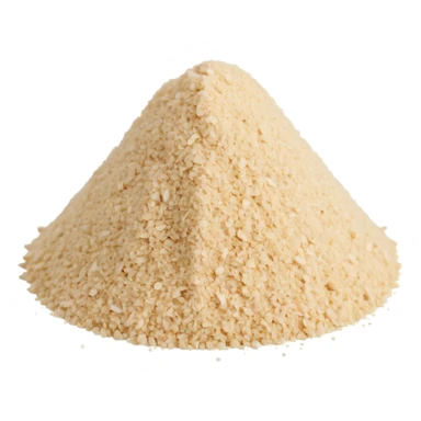small pile or light scatter of pale beige garlic powder, fine and dry texture, soft matte finish, tiny uniform granules forming a smooth slightly rounded mound, apple emoji style, soft lighting, subtle shadows, transparent background, emoji scale sticker