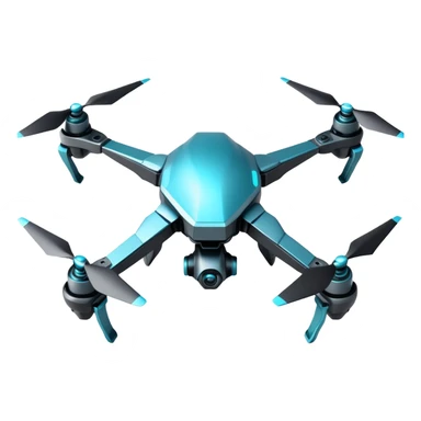 menacing combat drone with cyan accents sticker
