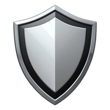 Metallic shield emoji, black and white reflective metal, simple geometric design, flat futuristic style
 sticker