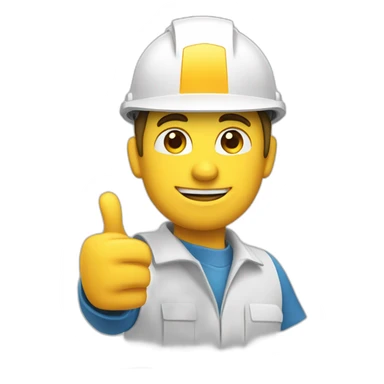 engineer wearing a white construction hat and giving a thumbs up with his hand sticker