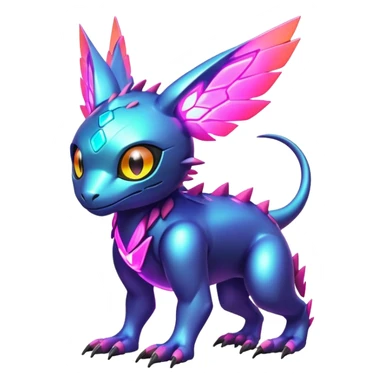  Bright lush warm-colored colorful neon-colored cyber-Fakémon-Digimon-Trico-creature sticker