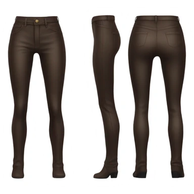 Dark brown High waisted leather pants isolated sticker
