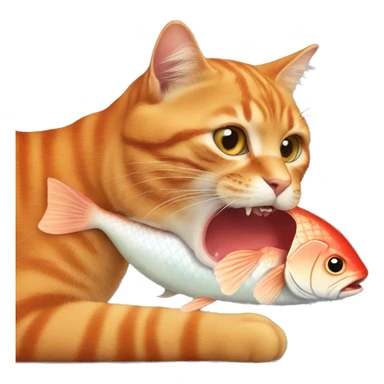 A red cat that eats a fish sticker