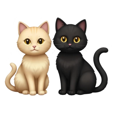 Two cats next to each other. A black one and a beige one sticker