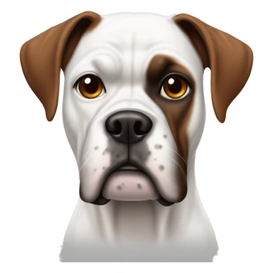 White boxer dog with one brown ear  sticker