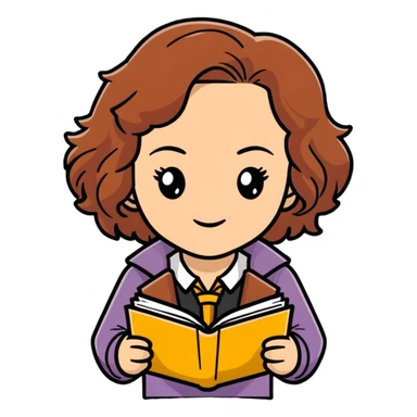Cute Hermione Granger with books and time-turner necklace sticker