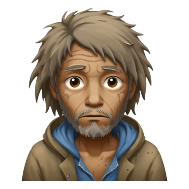 very dirty looking homeless person very very dirty and smelly looking face only, not old with stains everywhere and messy hair sticker