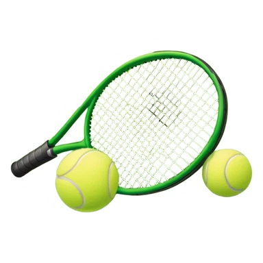 A tennis racket and ball positioned on a grass court, with the net and lines clearly visible in the background. The scene emphasizes the classic elements of the sport, capturing the energy and precision of a tennis match. sticker