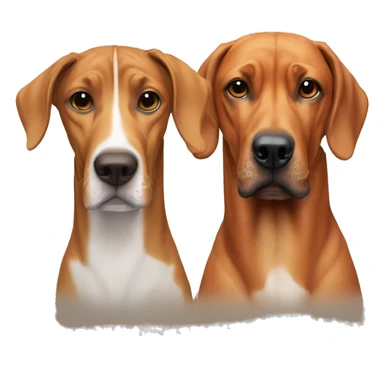 white male with long rainbow colored hair alongside a brown rhodesian ridgeback sticker