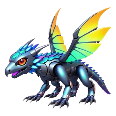  exotic futuristic lush  warm-colored modern colorful neon-colored cyber-Fakémon-Digimon-Trico-creature sticker