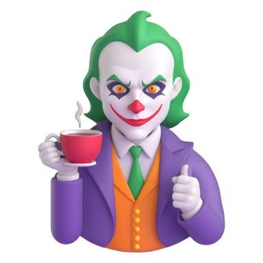 joker holding tea cup sticker