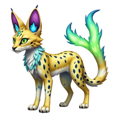 Epic Edgy Colorful ethereal eldritch Sergal-Serval-Vernid full body sticker