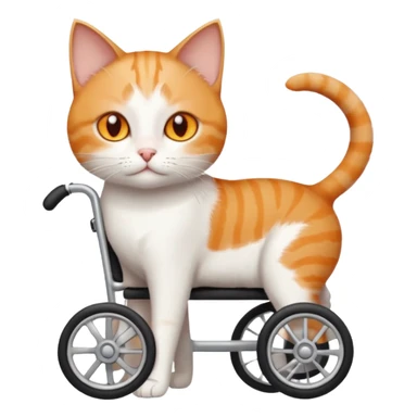 full body small short hair ginger and white cat with orange eyes walking in a wheelchair for cats sticker