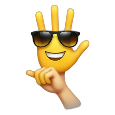 cool hand with smile face and sunglasses sticker