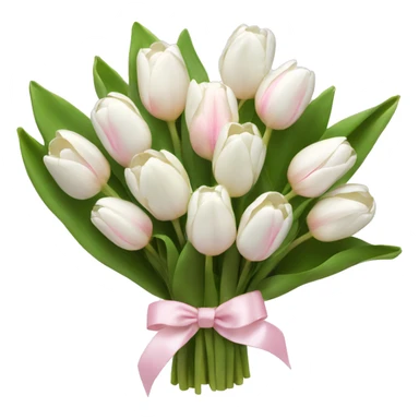 White tulips bouquet with light pink bow  sticker