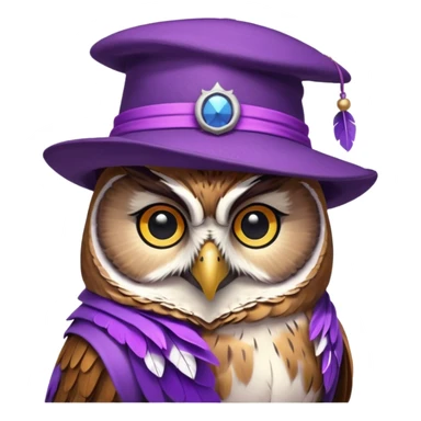 owl wear purple with hat sticker