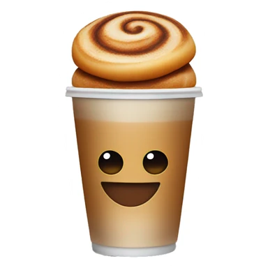 Cinnamon and cappuccino bun in a disposable glass sticker