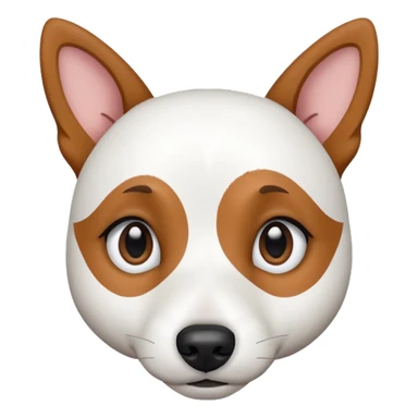 a fully white jack russell the size of a kelpie with a half white face sticker