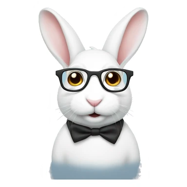 white rabbit with glasses  sticker