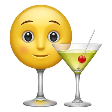 Yellow emoji face thinking of a martini sticker