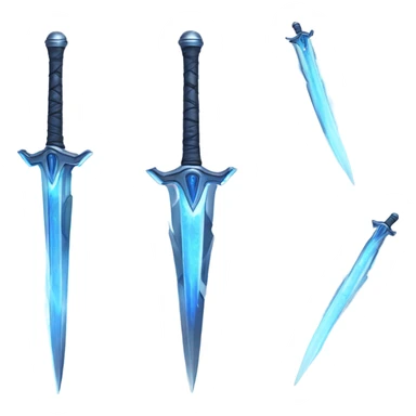 sci-fi multiblade sword-with-blue-ray-blade sticker